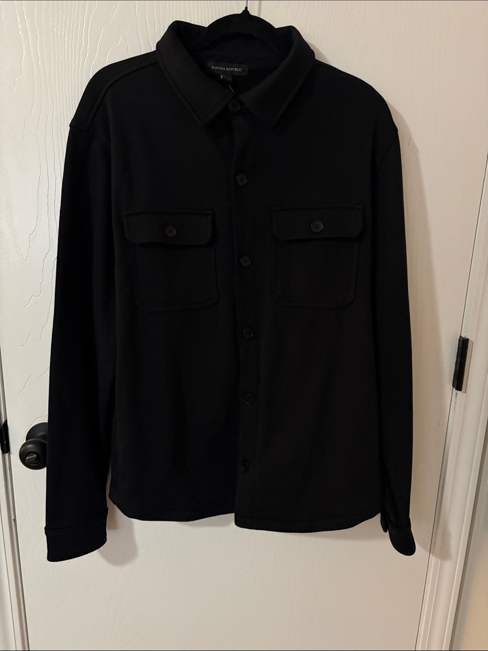 Banana Republic Men's Black Button Front Shacket Shirt Jacket L NWT